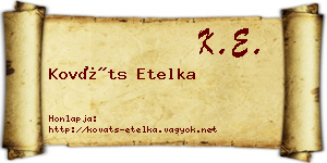 Kováts Etelka névjegykártya